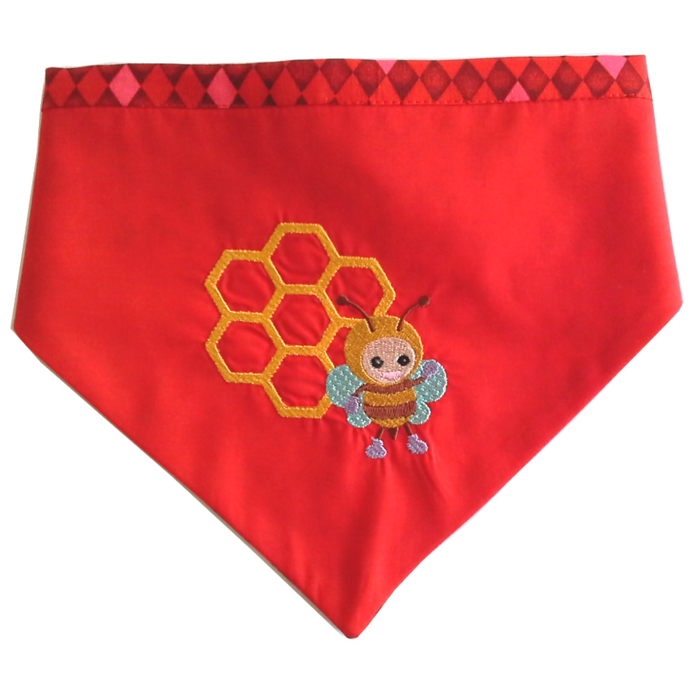 Dog Bandana 40-50cm Red Bee Design