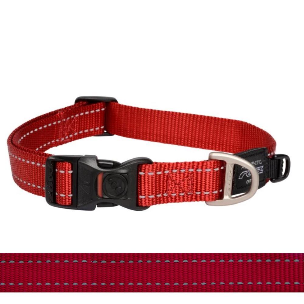 Rogz Classic Reflective Dog Collar, Red XS, S, M, L, XL, XXL