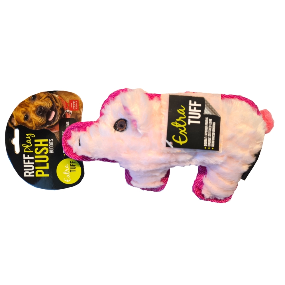 Ruff Play Plush Tough Pig Dog Toy image