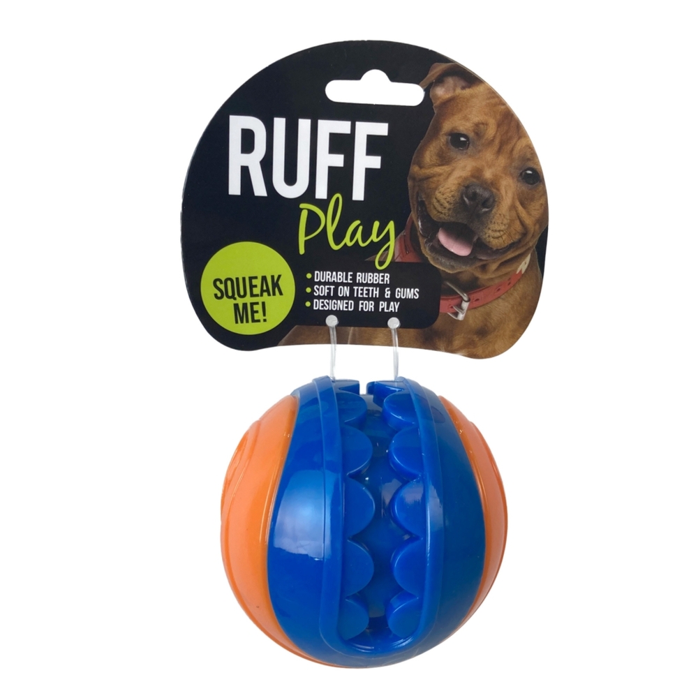 Ruff Play Squeaky Teeth Dog Ball Large 8cm image