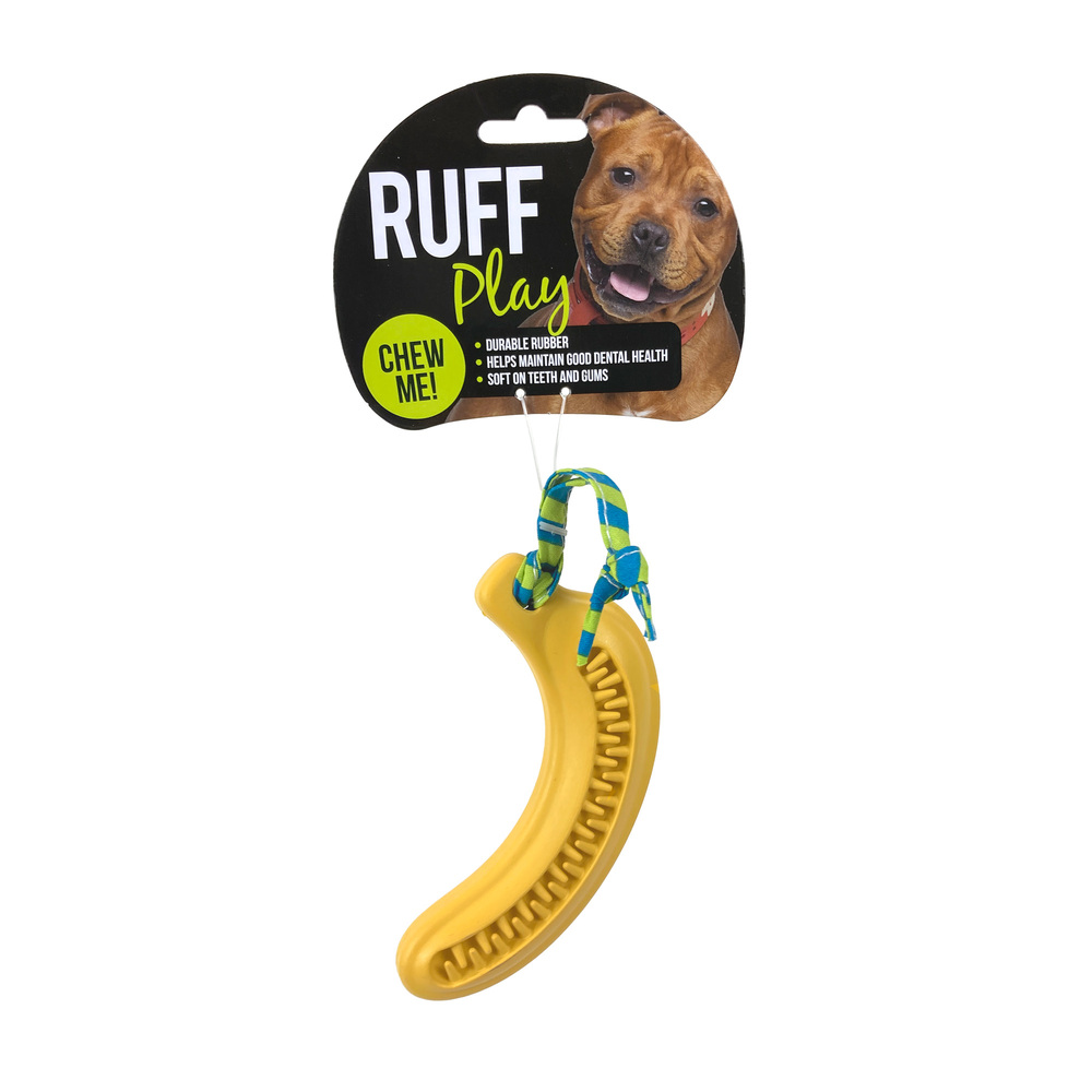 Ruff Play Rubber Dental Banana Dog Toy image