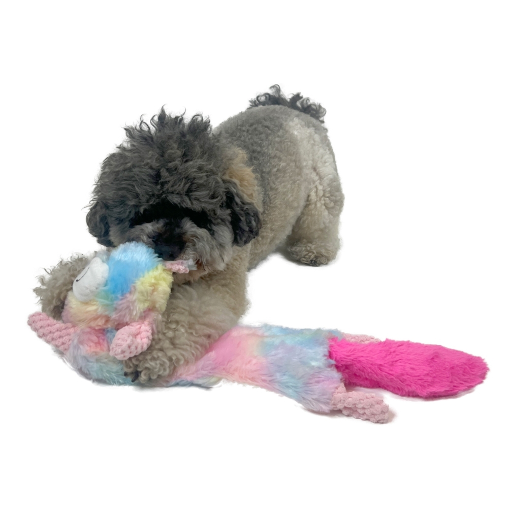 Snuggle Flatties Rainbow Unicorn Dog Toy image