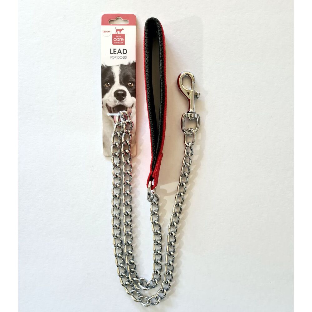 Canine Care Chain Dog Lead Padded Handle 120cm x 3.5mm (Red) image