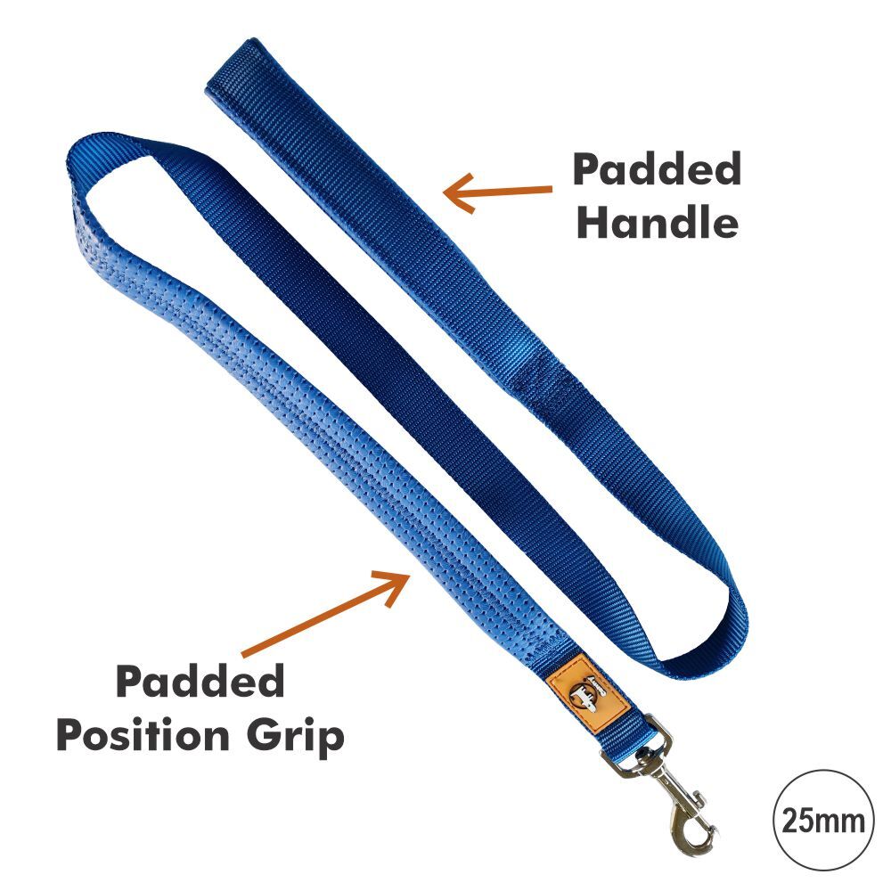 Canny Padded Handle Dog Lead 120cm Blue (Medium/Large 25mm) image