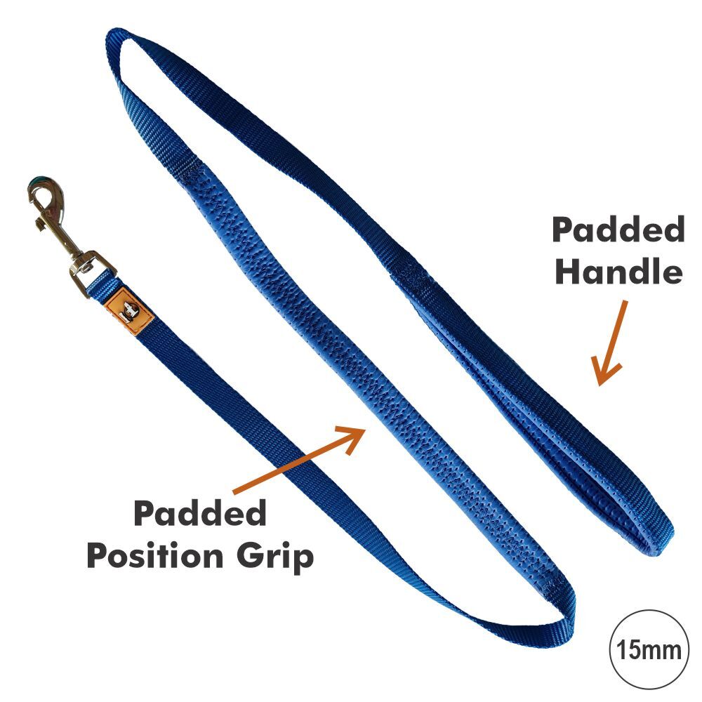 Canny Padded Handle Dog Lead 120cm Blue (Small/Medium 15mm) image