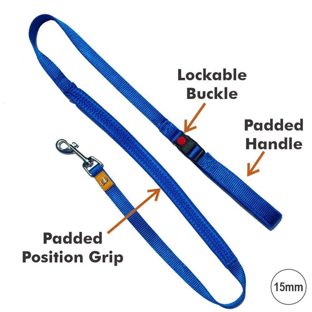 Canny CONNECT Padded Handle Dog Lead 120cm Blue (Small/Medium 15mm) image