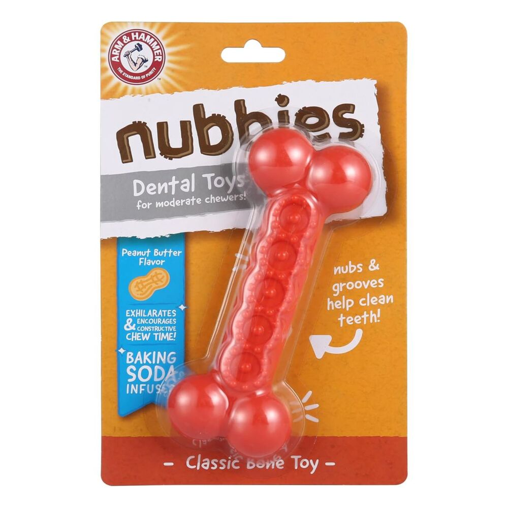 Arm & Hammer Nubbies Classic Bone Dental Dog Toy, Peanut Butter Flavour image