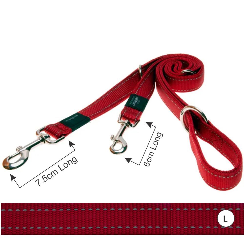 Rogz Reflective Multi Function Lead Red (Large) image