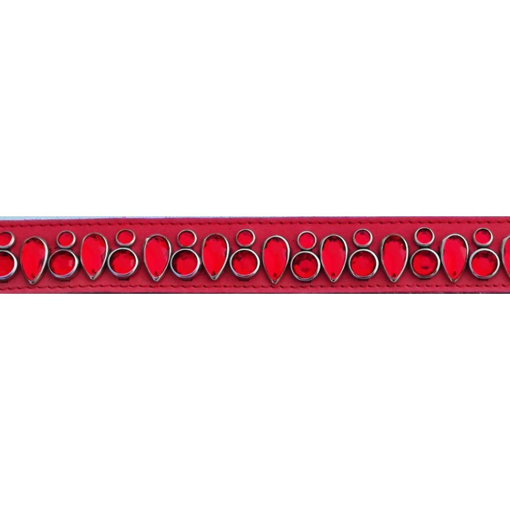 Mikmac Tear Drop Red Leather Collar 65cm (26") image