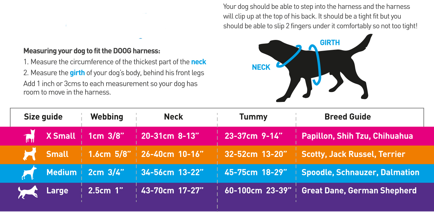 Doog Neoprene Dog Harness (Scooby Multi Colour Stripped