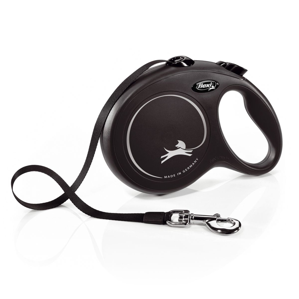 Flexi New Classic Retractable Tape Leash Black (Large, 8m)