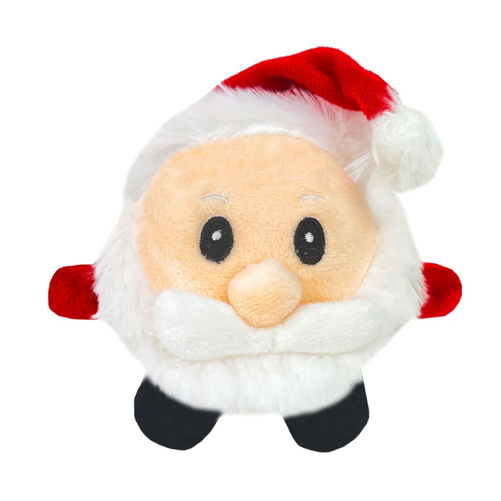 Snuggle Friends Christmas Santa Plush Squeaker Ball Dog Toy