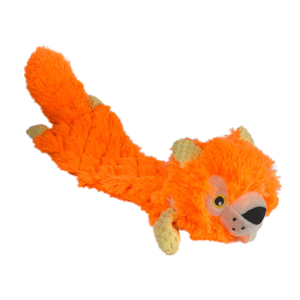 Snuggle Flatties Orange Squirrel Dog Toy