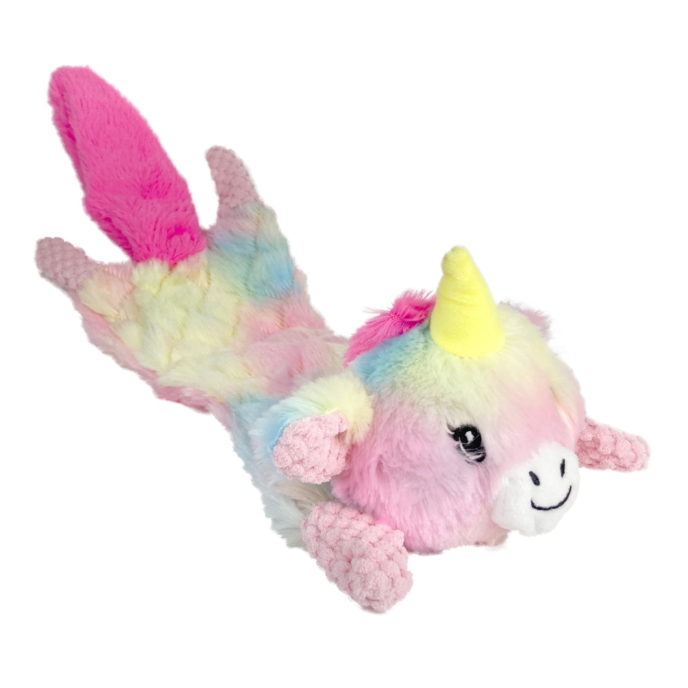 Snuggle Flatties Rainbow Unicorn Dog Toy