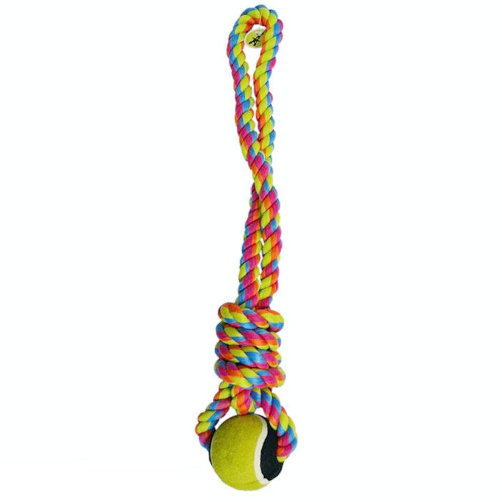 Scream Rope Tug with Tennis Ball 50cm Dog Rope Toy