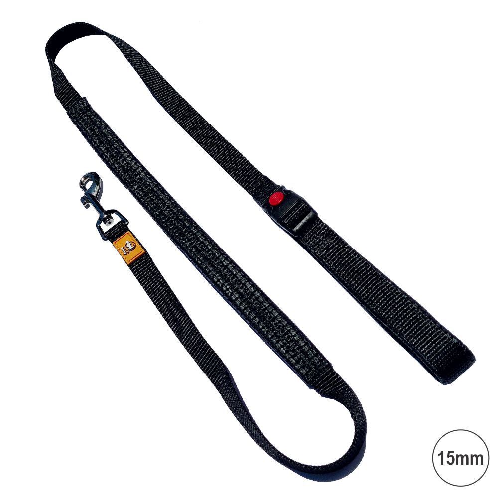 Canny CONNECT Padded Handle Dog Lead 120cm Black (Small/Medium 15mm)