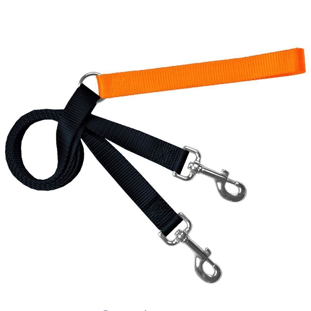 Freedom Training Dog Lead Black with Neon Orange Handle
