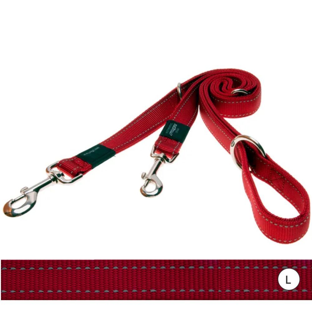 Rogz Reflective Multi Function Lead Red (Large)