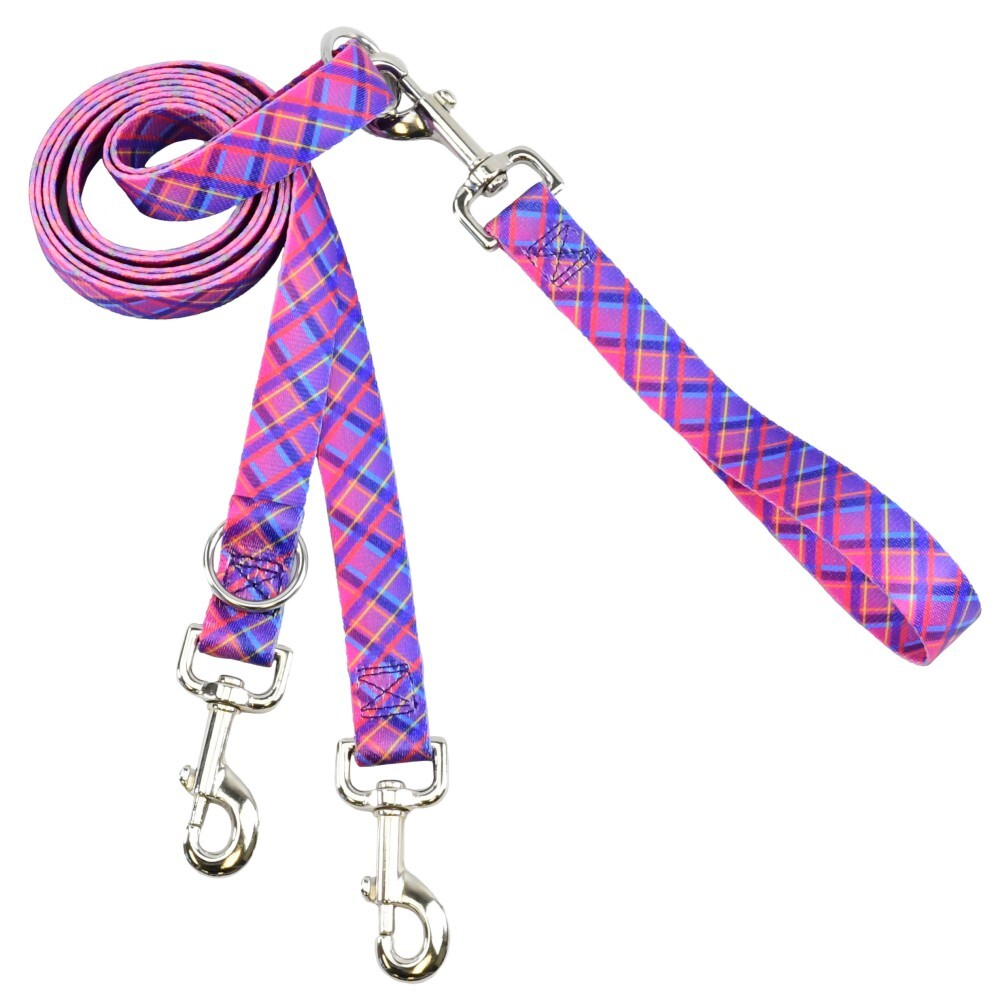 Euro Training Multi-Function Lead EarthStyle Neon Sunrise Pink Plaid (1.6cm Wide)