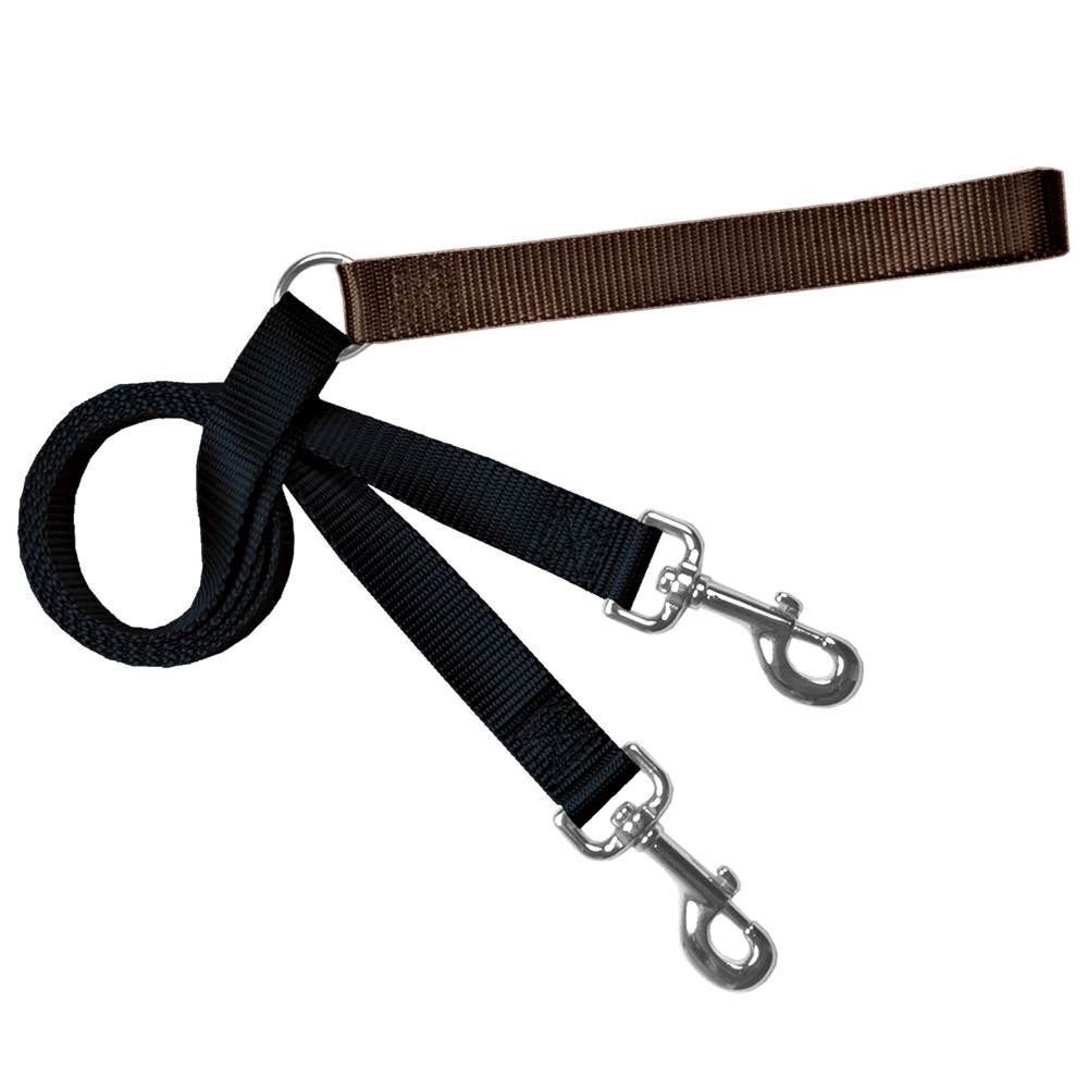 Freedom Training Dog Lead Black with Brown Handle (1.6cm Wide)