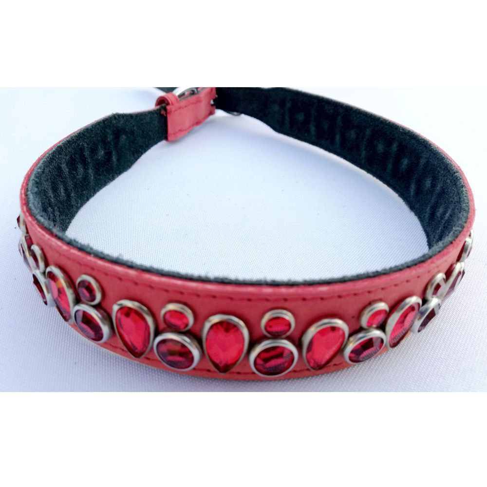 Mikmac Tear Drop Red Leather Collar 65cm (26")