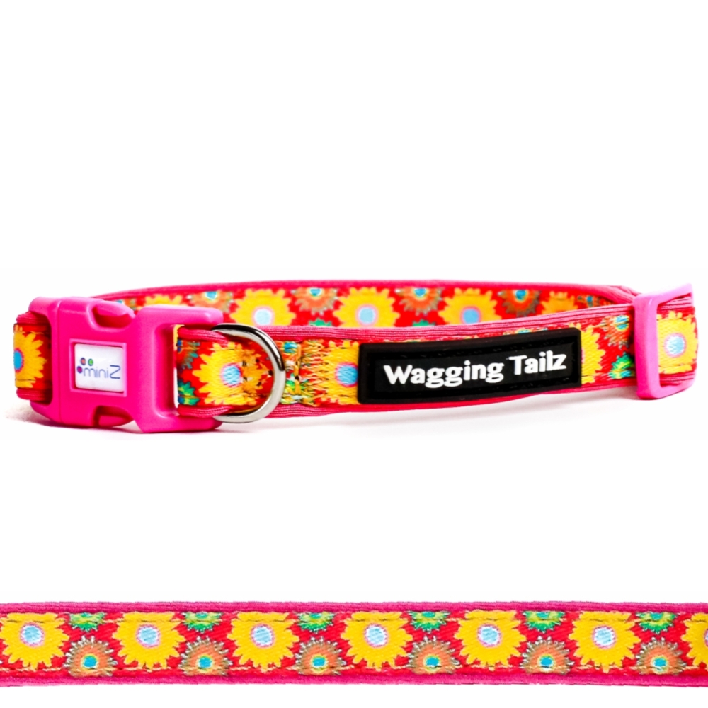 miniZ Wildflower Hot Pink Toy Breed & Puppy Dog Collar (Small 12cm-19cm)