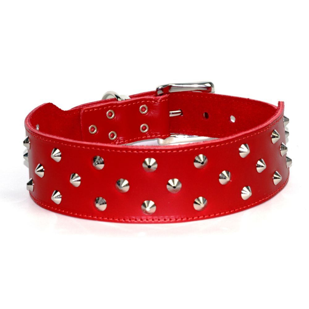Dogue Stud Muffin Red Leather Dog Collar 30cm - 65cm